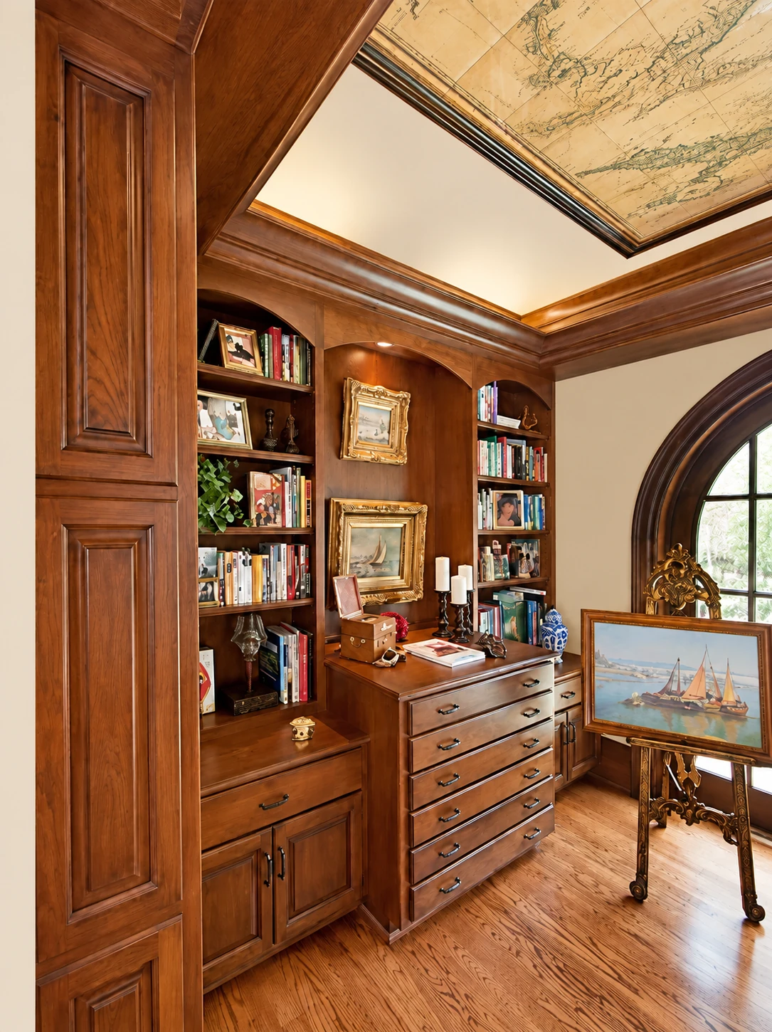 Wood shelving and cabinet detail