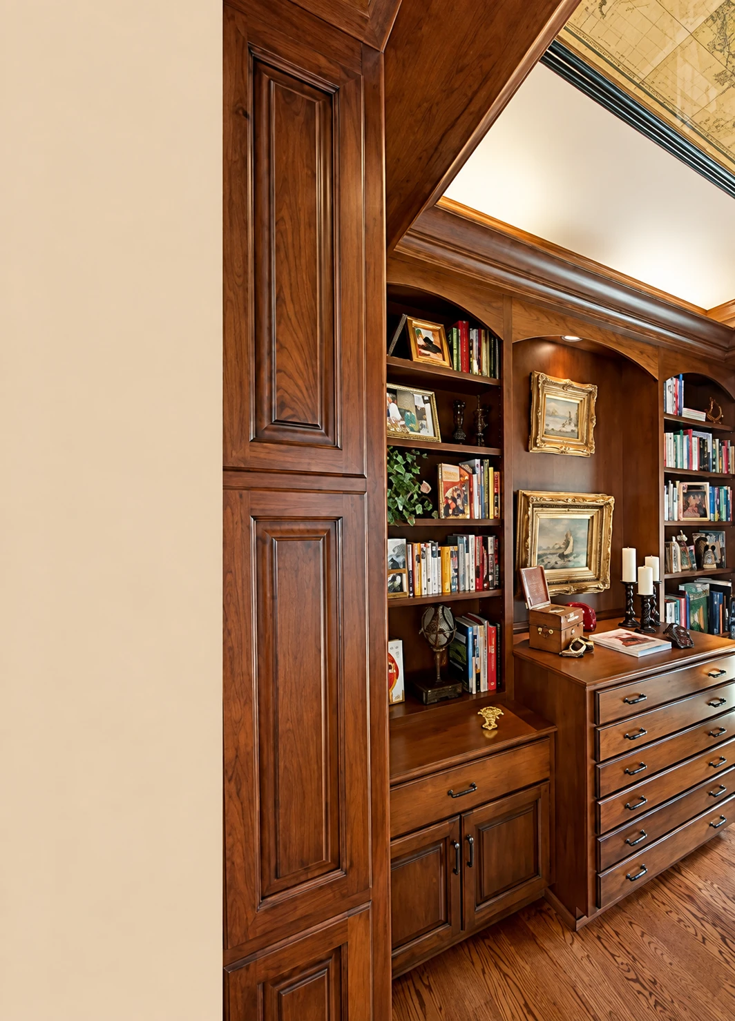 Study shelving and lower cabinets